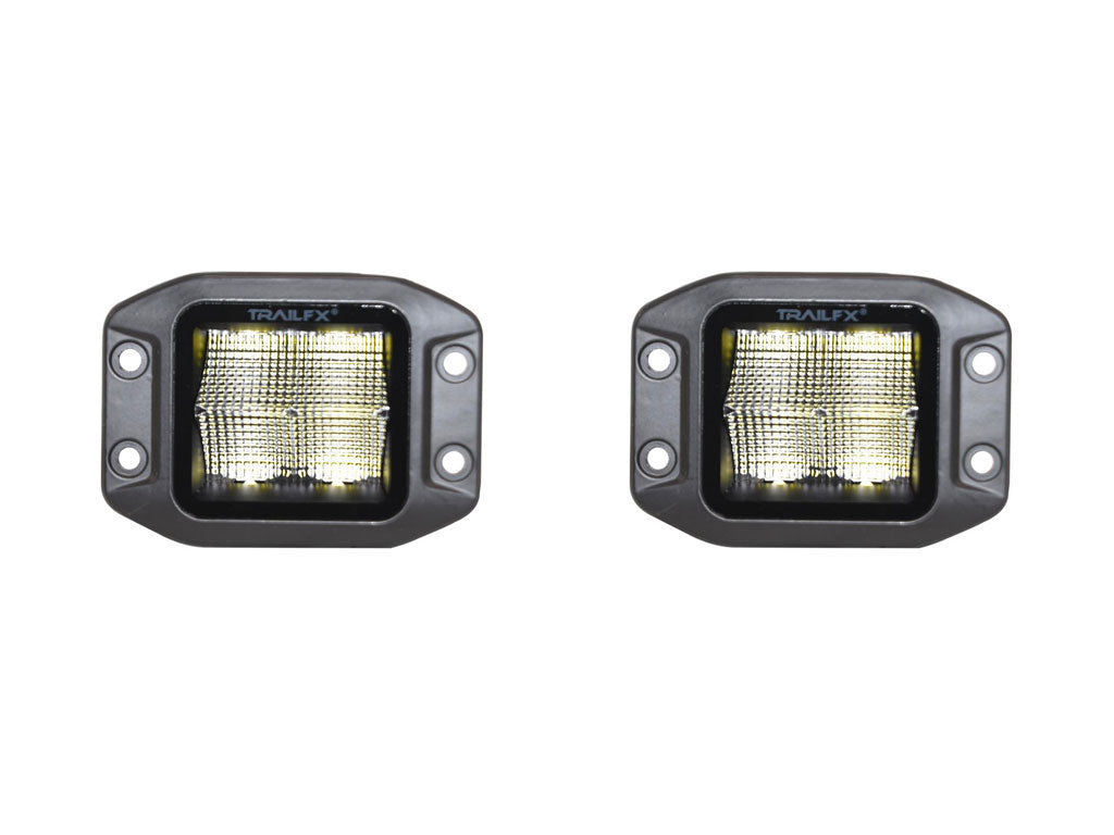 TrailFX 3 Inch Flush Mount Cube LED Flood Pattern 2400 Lumens - Pair