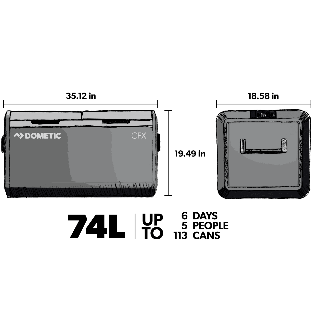 Dometic CFX3 75DZ Dual Zone Powered 12 Volt Cooler - 75L