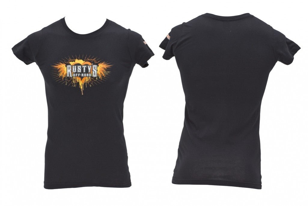 Rusty's Ladies Form Fitted Short Sleeve Shirt - Grunge Design