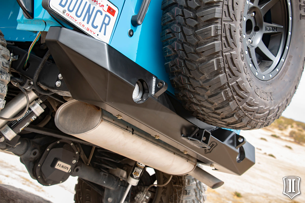 ICON 07-18 JK PRO Series 2 Rear Bumper with Hitch & Tabs