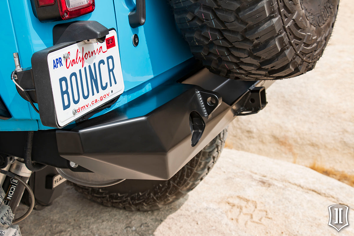 ICON 07-18 JK PRO Series 2 Rear Bumper with Hitch & Tabs